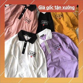 FreeShip-Xả kho giá gốc Áo polo thêu tim chữ hàn phối cổ HARI0320