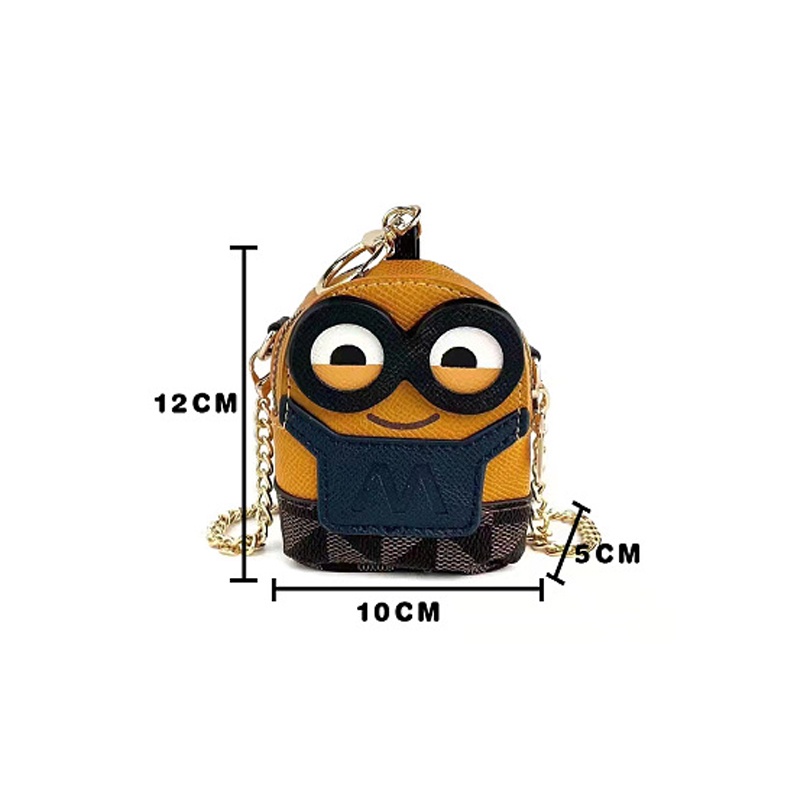 2022 Minions Túi đeo vai mini ví tiền xu / Móc khóa hình túi xách son môi mini phối hoa kiểu retro thời trang