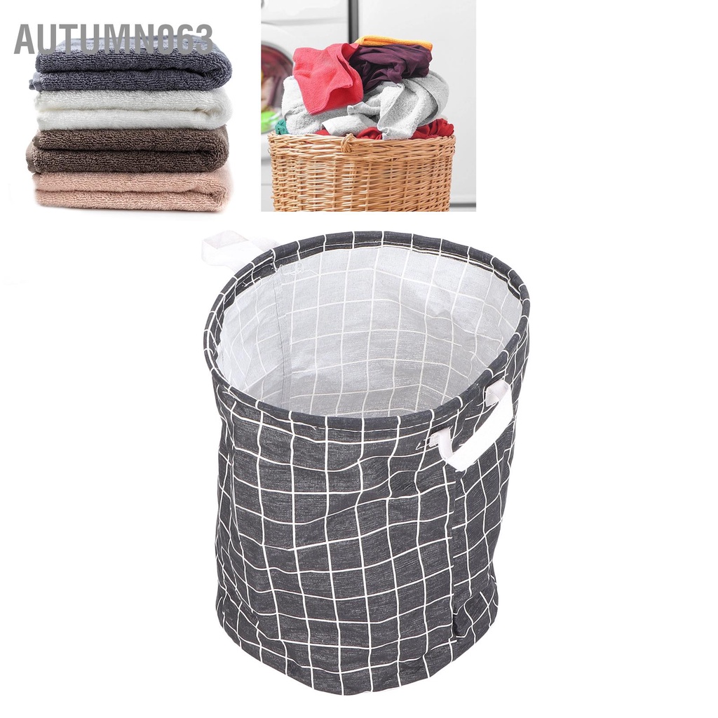 Autumn063 Rổ đựng quần áo bẩn Có thể giặt Ráp thu gọn Màu đen Sọc ca rô dung lượng lớn cho Tiệm làm tóc hộ gia đình