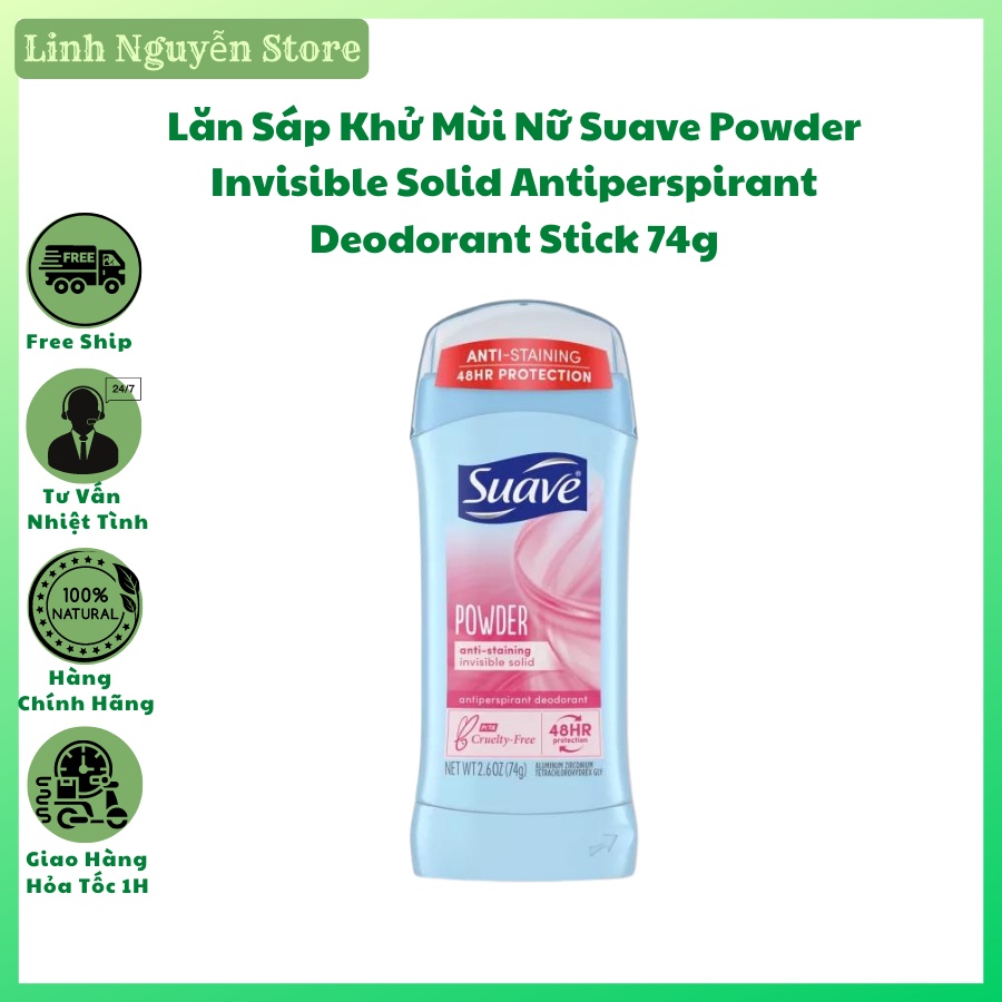 Lăn Sáp Khử Mùi Nữ Suave Powder Invisible Solid Antiperspirant Deodorant Stick 74g