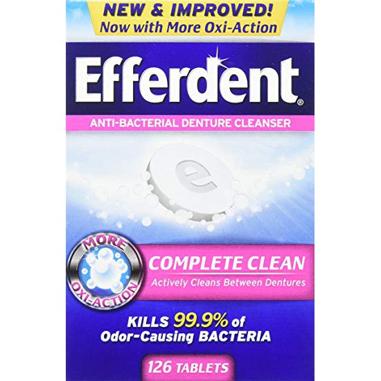 Viên sủi ngâm răng hàm giả 126 viên Efferdent Complete Clean Anti-Bacterial Denture Cleanser 126 Tablets
