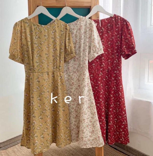 Váy hoa vintage cổ tròn Ulzzang style 🌸 VKE3038-1 Hàng Quảng Châu | BigBuy360 - bigbuy360.vn