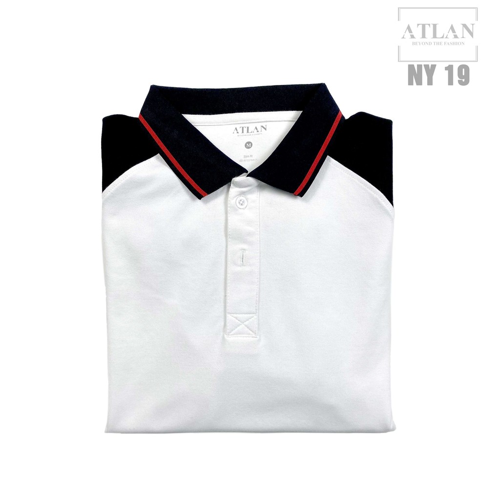 Áo Thun Nam 💖 𝘍𝘳𝘦𝘦𝘴𝘩𝘪𝘱 💖 Áo Polo Raglan Trắng Đen Phối Bo Sọc Đỏ - NY 19 | BigBuy360 - bigbuy360.vn