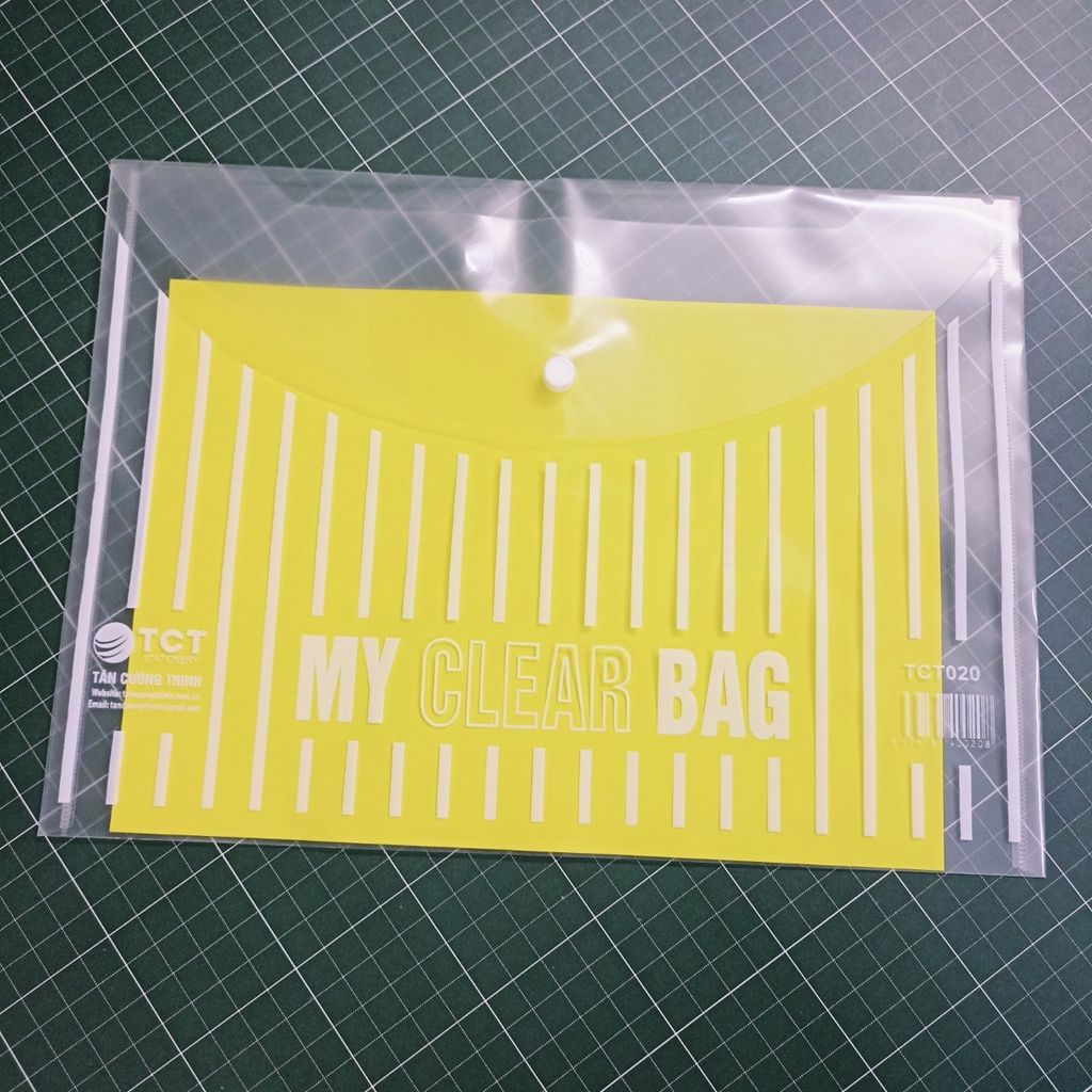 Túi my clear bag, túi đựng tài liệu khổ F có khuy loại to siêu dày TCT020 cao cấp - 20 chiếc/ túi