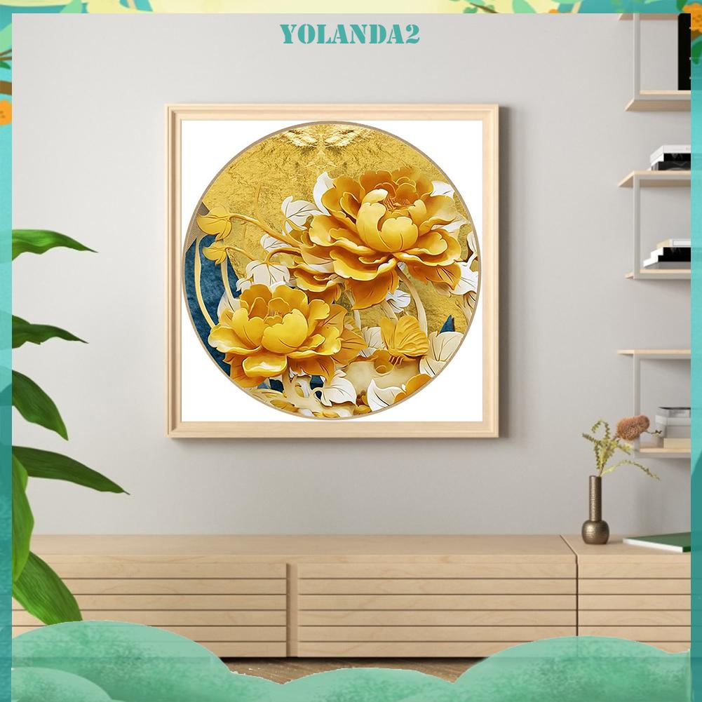 Tranh đính hạt đá tròn 5D tự làm hình hoa mẫu đơn