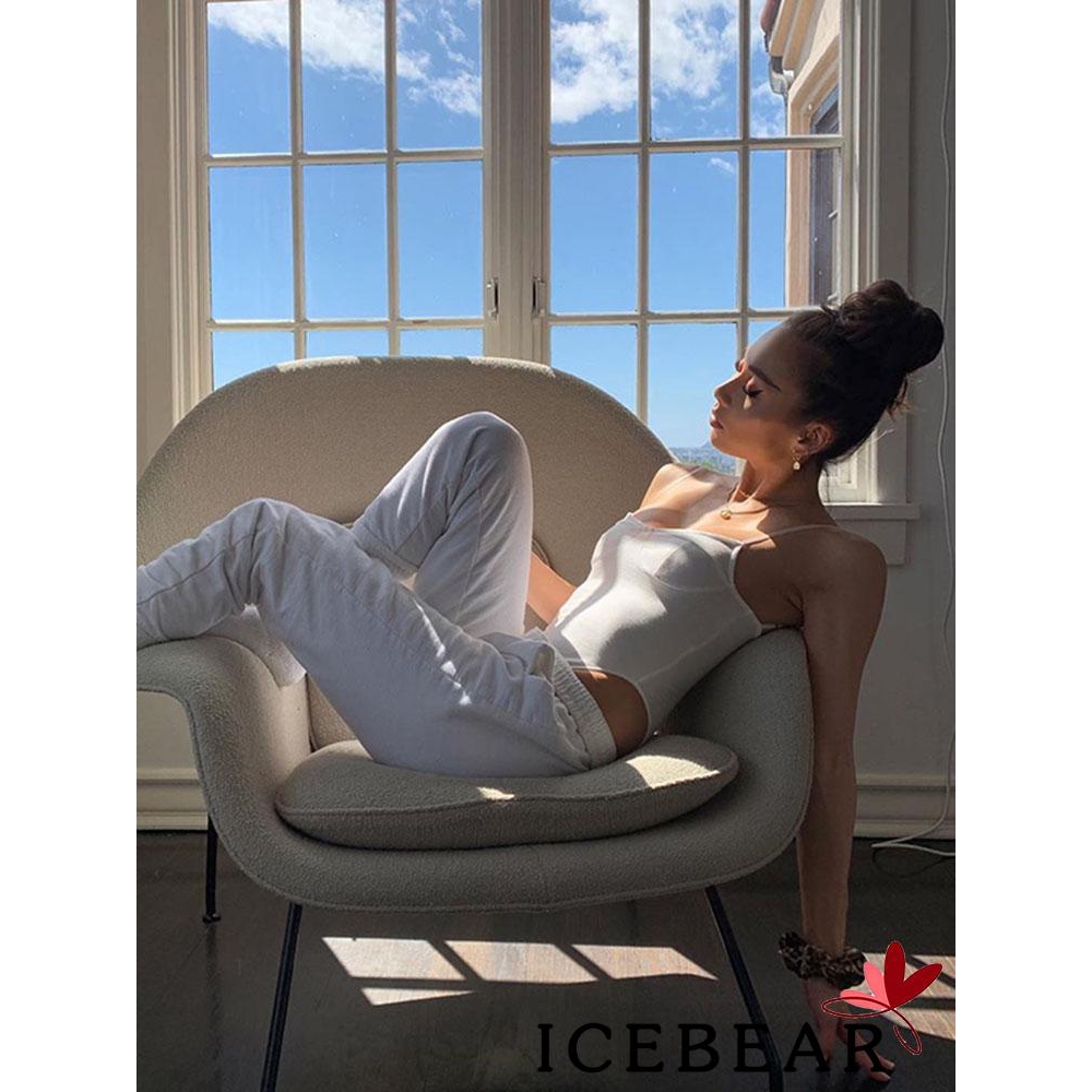 Jumpsuit hai dây màu trơn kiểu dáng quyến rũ gợi cảm cho nữ