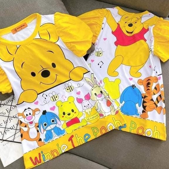 Váy Suông Hoạt Hình Mickey Kitty Pony Tay Bồng Dễ Thương Cho Bé Gái Size 8-35kg Kèm Ảnh Thật VS01