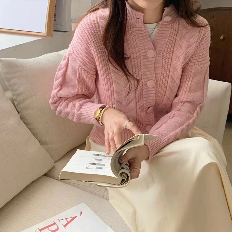SUXI Áo Cardigan Dệt Kim Tay Dài Dáng Rộng Màu Sắc Thanh Lịch
