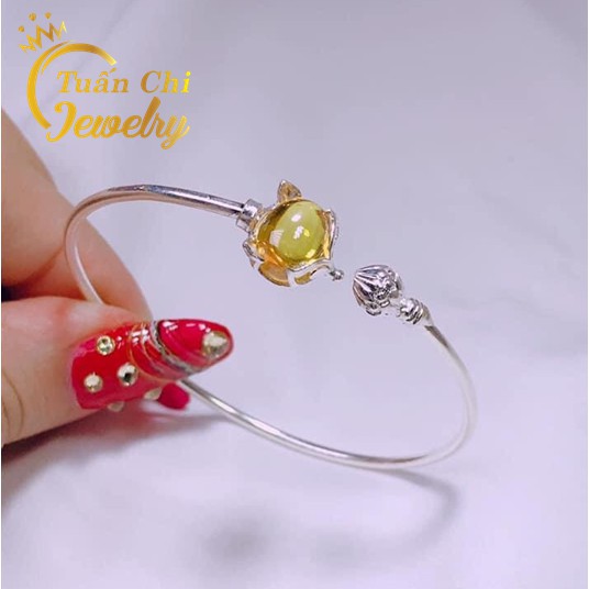 Lắc Tay Bạc Nữ  FREESHIP Vòng Tay Hồ Ly Bạc Ta Kết Hợp Đá Phong Thủy Đủ Màu Theo Mệnh Mang Lại May Mắn