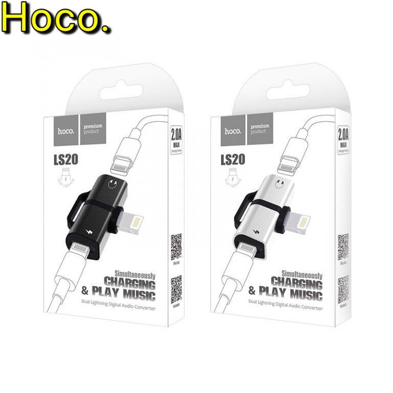 Jack chuyển Đầu Chia 2 cổng Lighning Hoco LS20 Chính Hãng