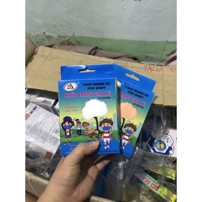 Hộp 10 cái khẩu trang trẻ em 5D mask kháng khuẩn Famapro Nam Anh - cho bé