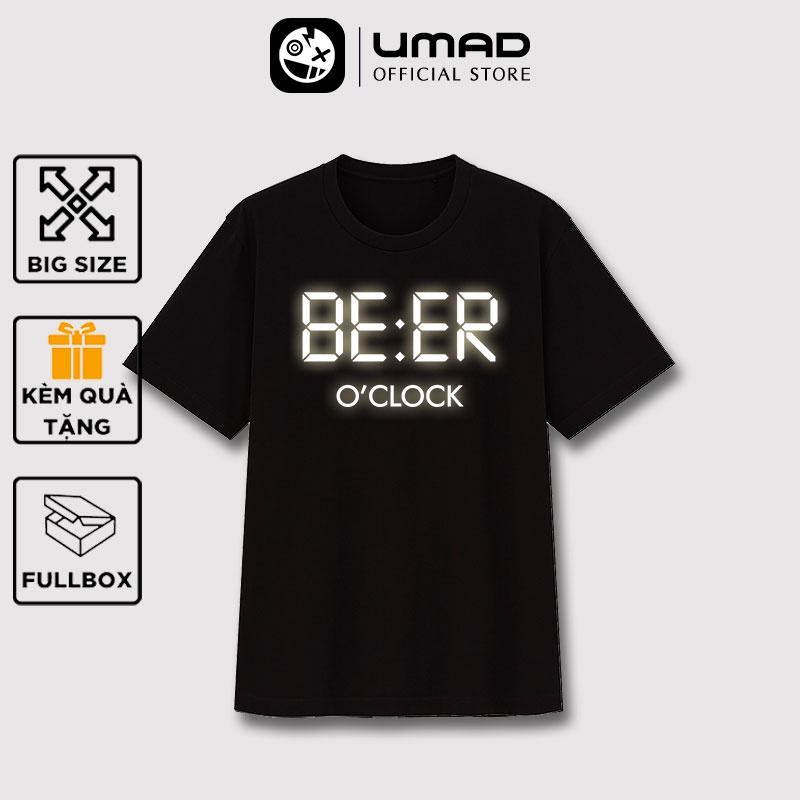 Áo thun UMAD unisex trending Beer O'clock phản quang nam nữ tay ngắn có big size