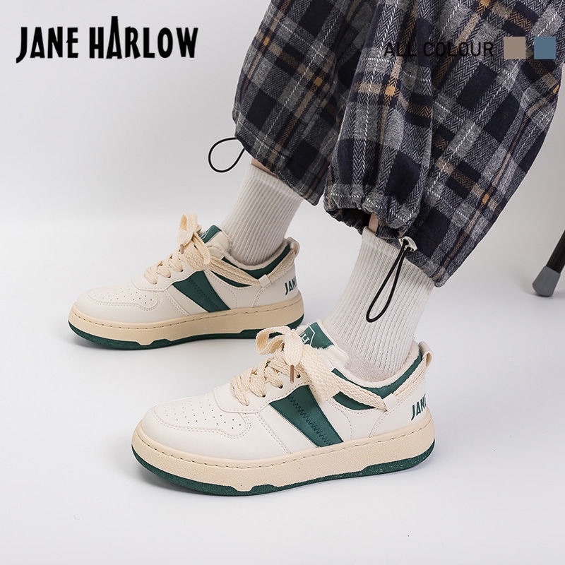 Giày JANE HARLOW Thể Thao Nữ Cổ Thấp Đế Độn Lót Nhung Siêu Ấm Ôm Chân