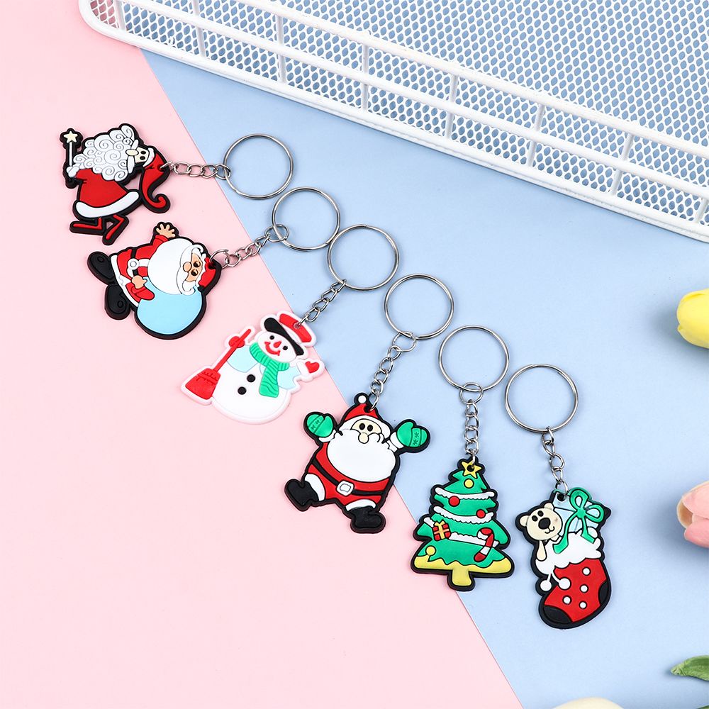 Móc khóa nhựa pvc mềm hình ông già noel/cây thông giáng sinh/năm mới