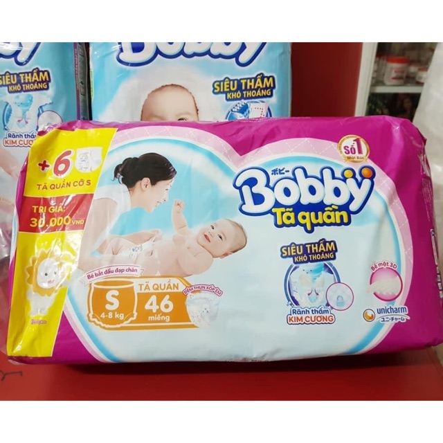 (Cộng 6 Miếng) - Tã Quần Bobby S46 Miếng