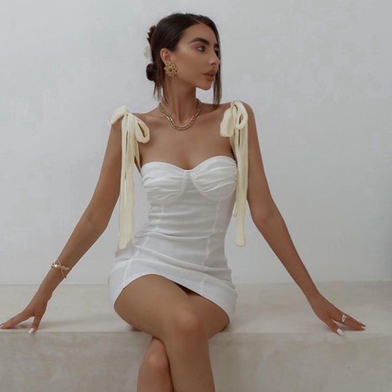 DUNEA COD Sexy Strapless Slim Mini Dress Women Sleevelss Plain Bodycon Dress