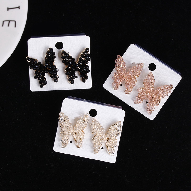 Bông Tai Mạ Bạc 925 Hình Bướm Đính Đá Phong Cách Hàn Quốc