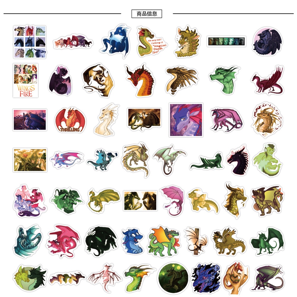 Bộ 100/50 Miếng Dán Chống Thấm Nước Hình Rồng Graffiti Trang Trí Vali/Điện Thoại