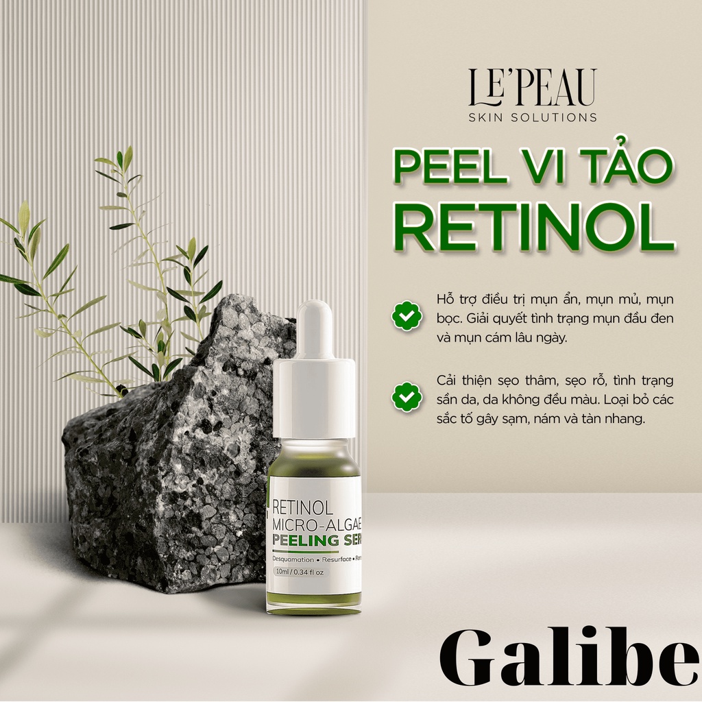 Peel da vi tảo LE PEAU peel da retinol, thay da sinh học giảm thâm, giảm sạm nám GALIBE OFFICIAL STORE