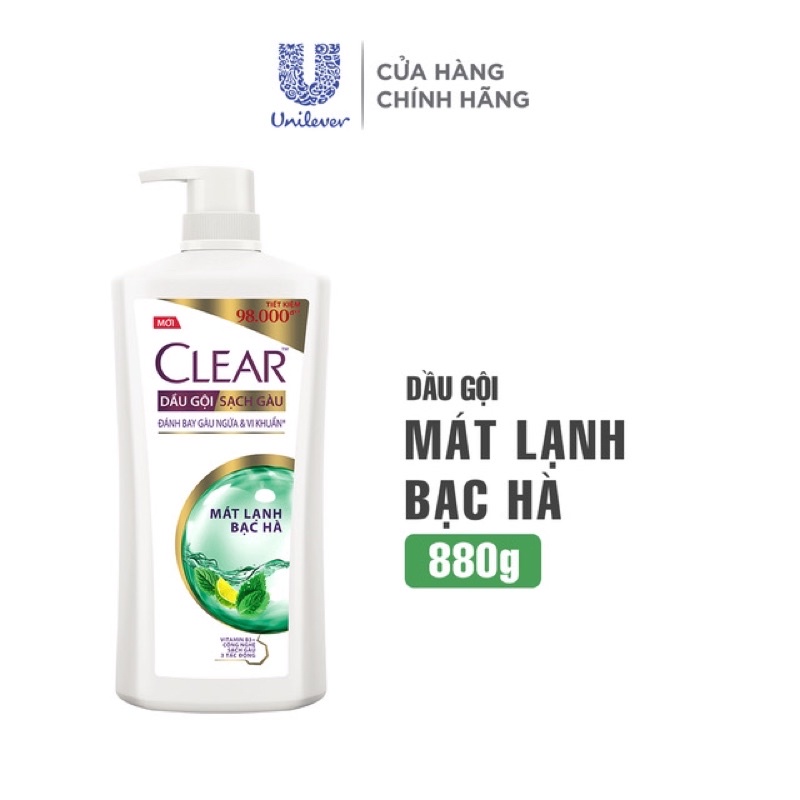 DẦU GỘI CLEAR BẠC HÀ 880g