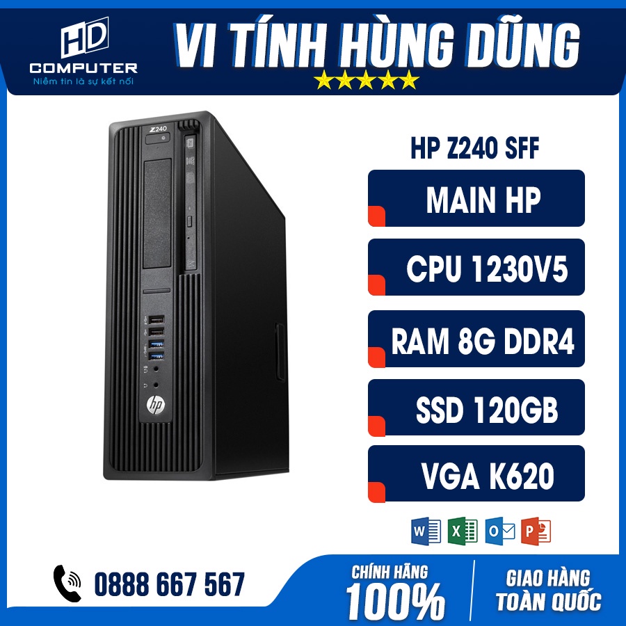 Thùng máy bộ HP Z240 SFF SK 1151V1 hỗ trợ thế hệ 6 7, i3 6100, 7100, 7400, 6700k, e3 1230 v5, e3 1230 v6, vga k620