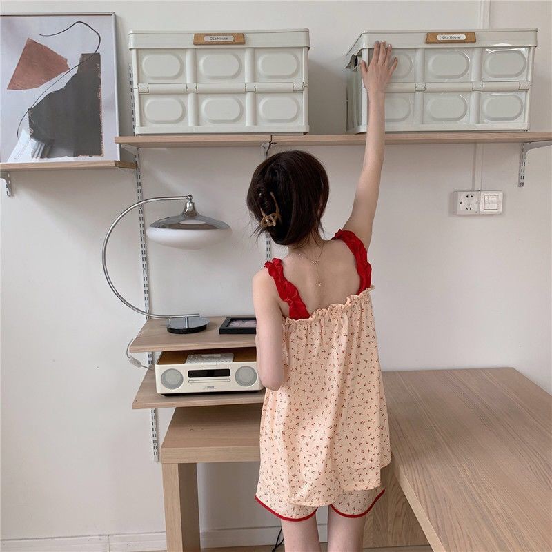 Bộ Đồ Ngủ Hai Dây Dáng Rộng Họa Tiết Quả Cherry Ngọt Ngào Thời Trang Mùa Hè Mới Dành Cho Bạn Nữ 2021 | BigBuy360 - bigbuy360.vn
