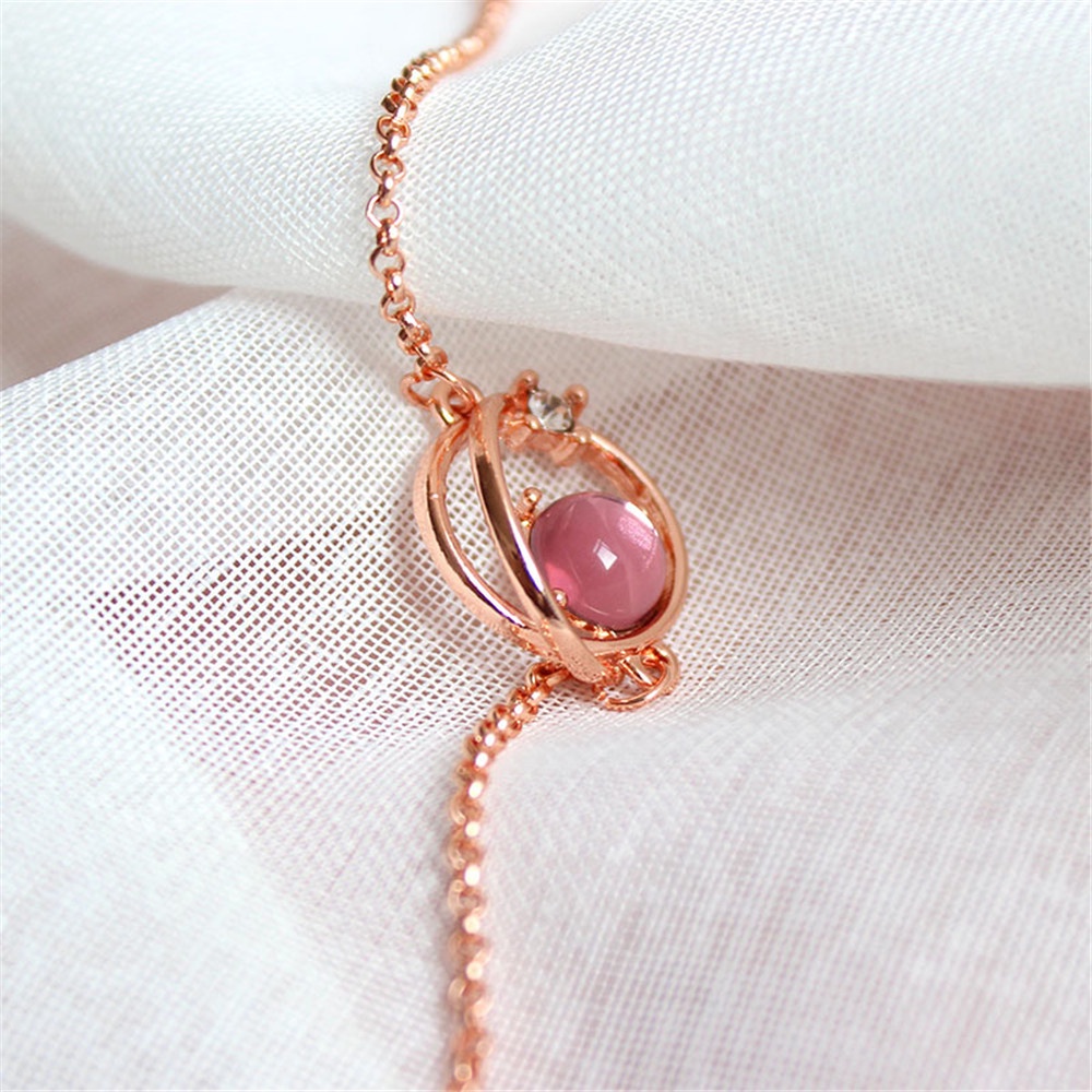 Vòng Tay Chuỗi Hạt Thủy Tinh Màu Hồng Thời Trang Cho Nữ