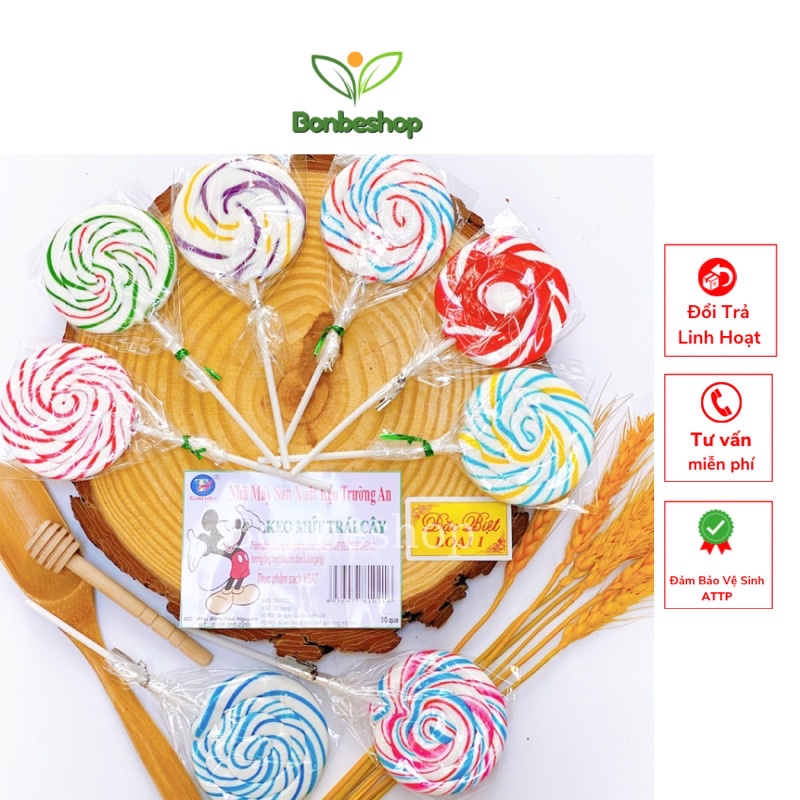 1 Cây Kẹo Mút Cầu Vồng Trái Cây Lollipop Siêu Thơm Ngon, Đậm Vị