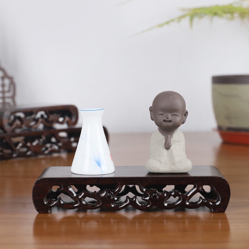 Đôn Tầu Bằng Gỗ Gụ Dáng Cuốn Thư Dùng Kê Ấm Chén, Lư Hương, Chậu Cây Bonsai Nhiều Kích Thước