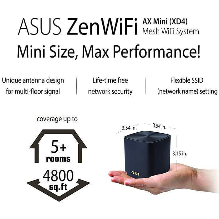 Hệ thống MESH WI-FI 6 ASUS XD4 (W-2-PK) Mini ZenWiFi AX1800 Băng Tần Kép