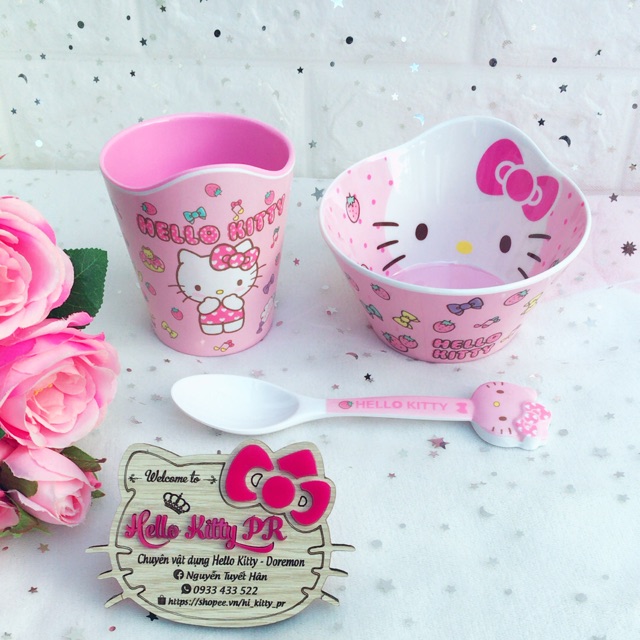 Bộ combo chén tô muỗng ly Hello Kitty