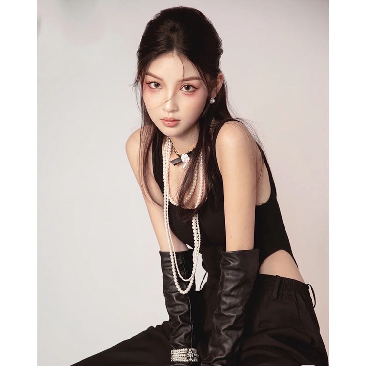 Vòng Cổ Naomi Da Phối Xích Đính Hoa Trà  - Vani Store - TS000650