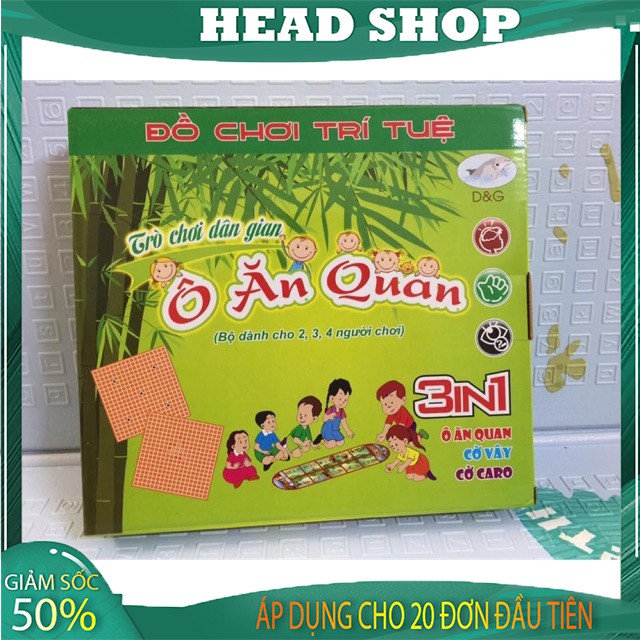 Bộ trò chơi ô ăn quan 3 trong 1, cờ vây, cờ caro dân gian Việt Nam HEADSHOP