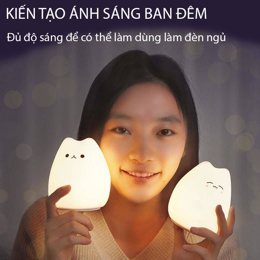 Đèn ngủ để bàn silicon hình Mèo Cute cảm ứng đổi màu cực dễ thương-Venado | BigBuy360 - bigbuy360.vn