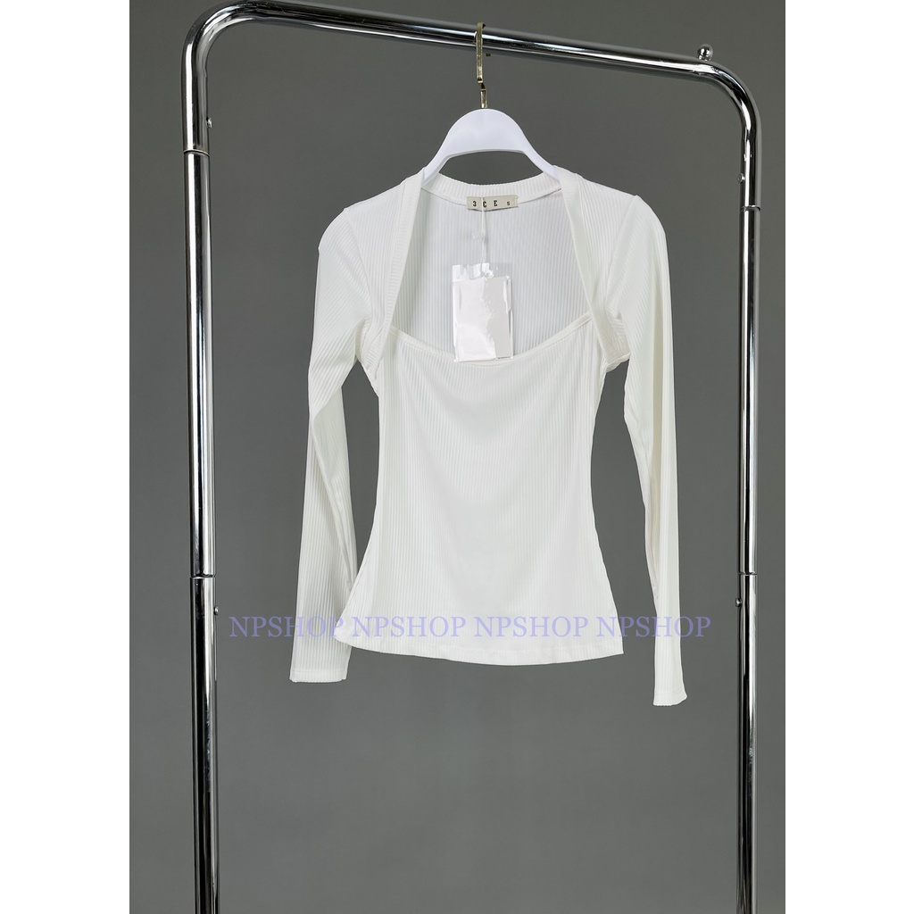 Áo thun gân ôm nữ tay dài 3 màu trắng, đen, đỏ NPA049