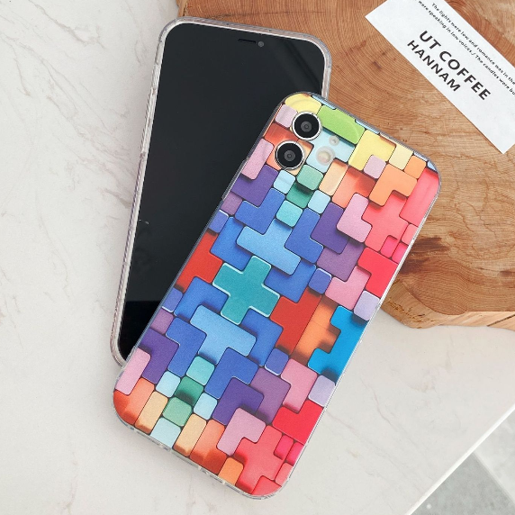 Compatible For Xiaomi 13T 12T 11T 10T Mi 11 12 13 Lite POCO C40 F4 F5 X5 M4 X4 F3 M3 POCO X3 GT X3 Pro NFC Ốp Lưng Tpu Họa Tiết Mảnh Ghép Đáng Yêu Cho