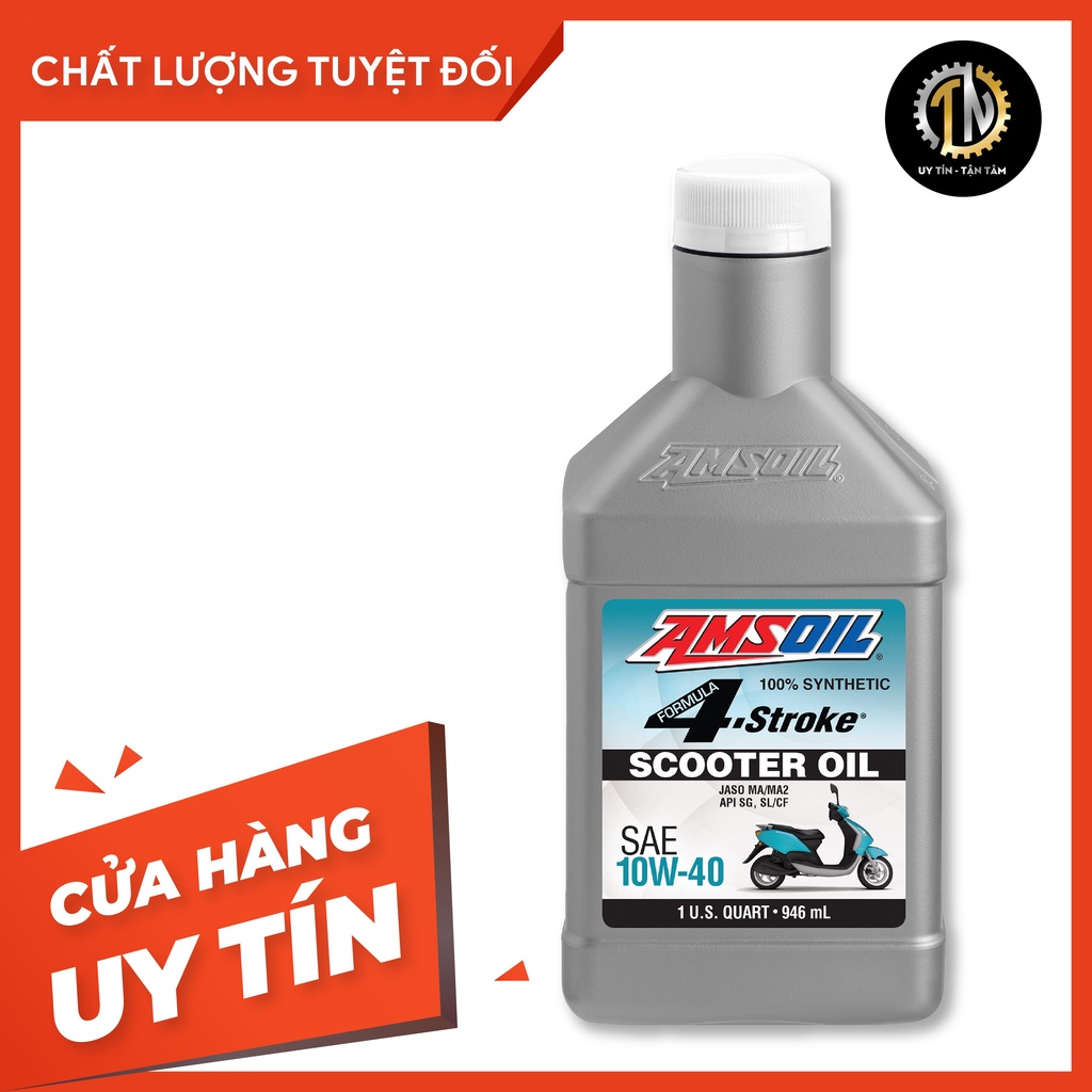 Nhớt Amsoil 10W-40 Scooter tay ga mẫu mới (ASO) 946ml, lọc nhớt Ya-su