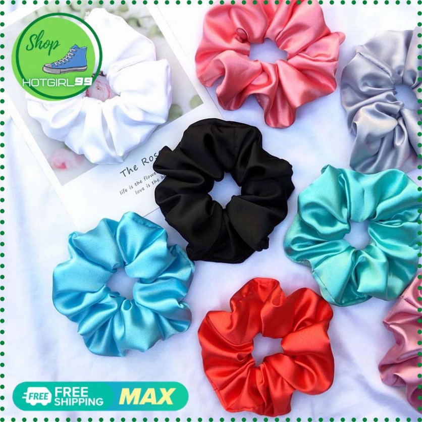 Dây buộc tóc vải phi bóng nhiều màu giá rẻ cho nữ, côt toc phi bóng, buộc toc nữ xinh,