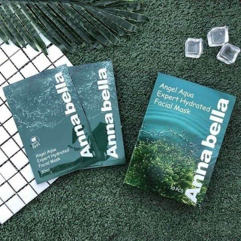 Hộp 10 Miêng Mặt Nạ Tảo Biển Annabella.mặt nạ câp ẩm dưỡng trắng da mặt.
