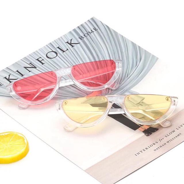 Kính râm thời trang nam nữ nửa gọng form nhỏ hottrend