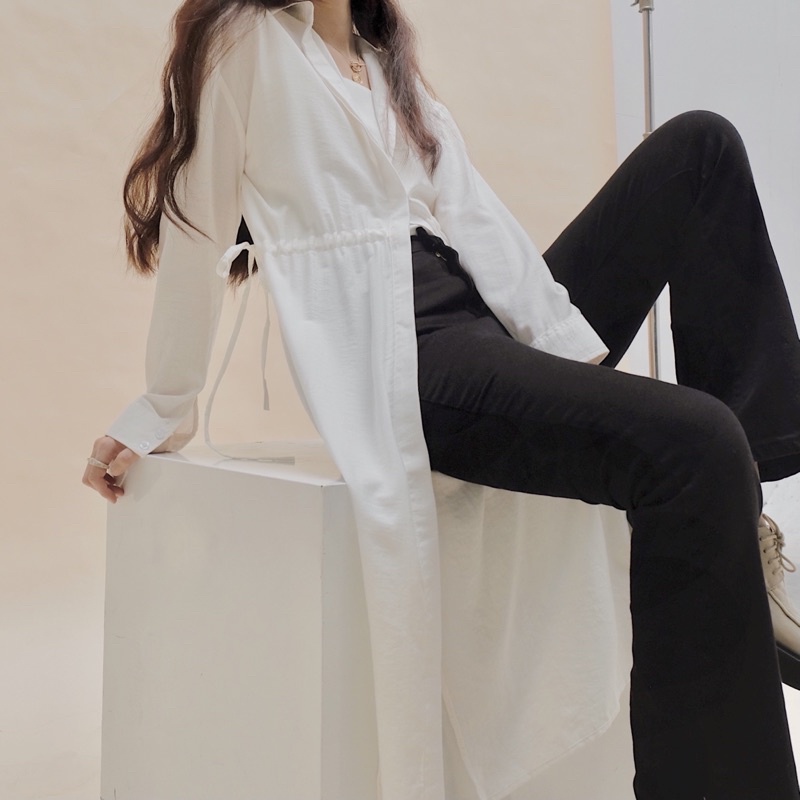 Áo khoác sơ mi dài INTO.EIGHT dây rút tuỳ chỉnh eo