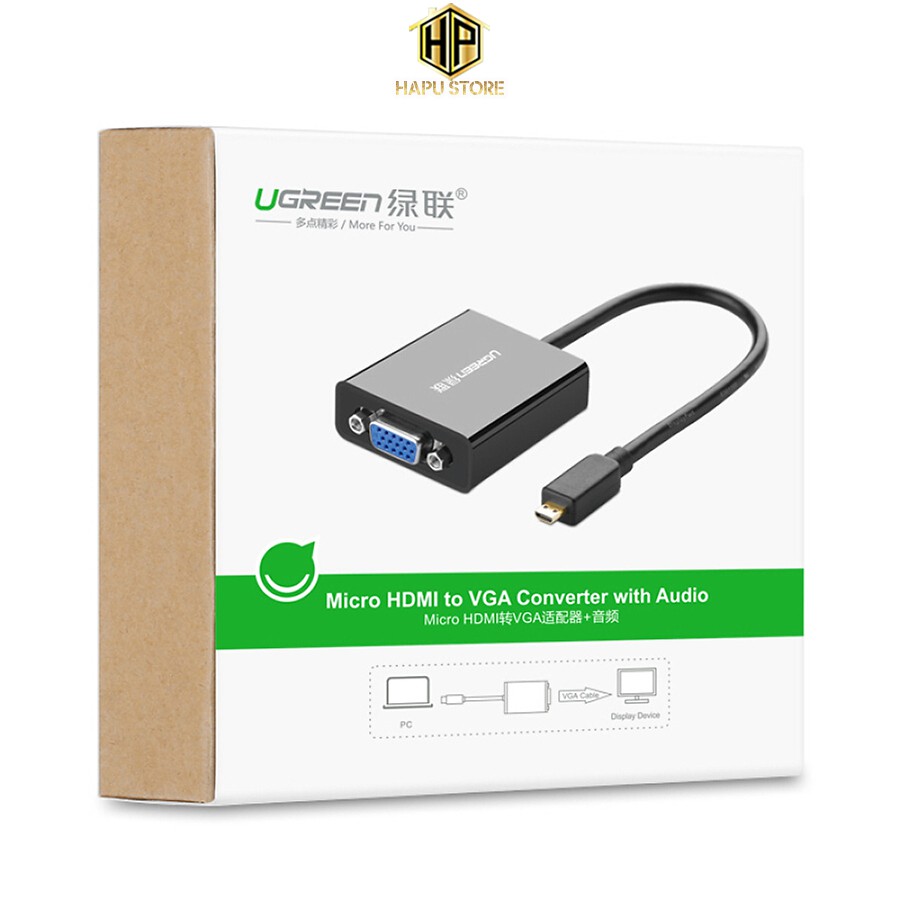 [Mã ELHACE giảm 4% đơn 300K] Cáp chuyển đổi Micro HDMI to VGA Ugreen 40268 chính hãng - Hapustore