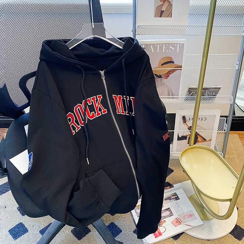 ZHELIHANGFEI Áo Khoác Hoodie Tay Dài Thêu Họa Tiết Xinh Xắn Dễ Phối Đồ