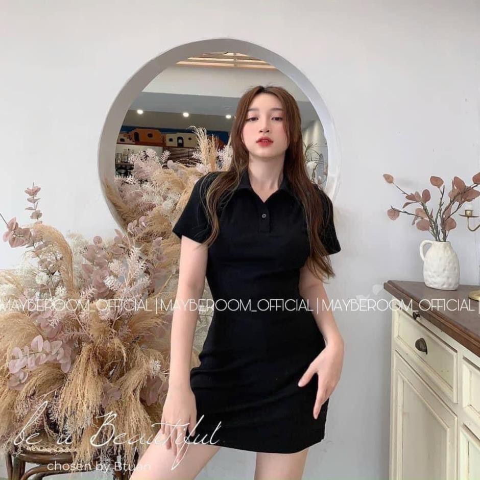 Váy Polo Form Ôm Body Chất Siêu Co Dãn - Đầm Polo Trơn Cotton 3 Màu | BigBuy360 - bigbuy360.vn
