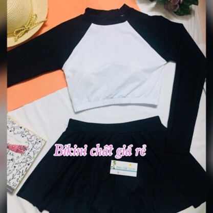 Đồ bơi nữ áo tay dài chống nắng kèm váy xòe dễ thương đi học bơi ⛔️Hình thật - ATD6