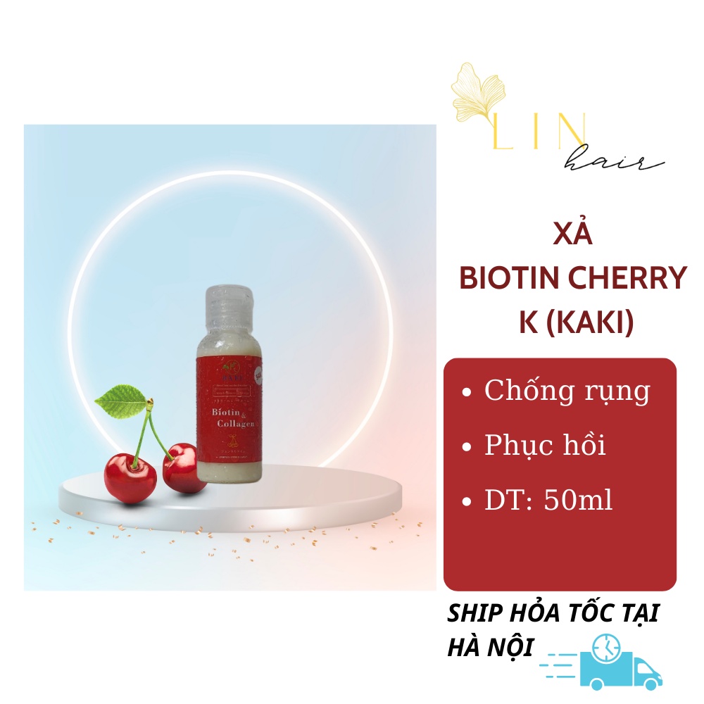 Dầu gội xả  BIOTIN chống rụng phục hồi tóc hư tổn, giảm gãy rụng Cherry K (KAKI) Mini 50ml