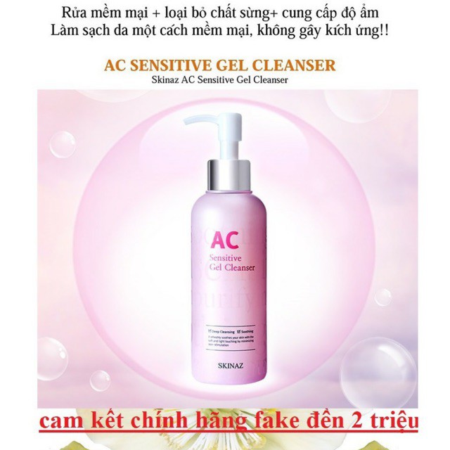 Sữa Rửa Mặt AC Skinaz CHO DA NHỜN MỤN Hàn Quốc 180ml