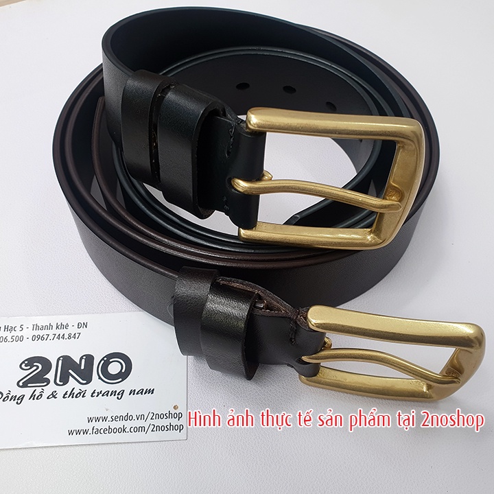 Thắt lưng nam da bò thật 1 lớp bút đồng nguyên khối phong cách cổ điển - TL2201