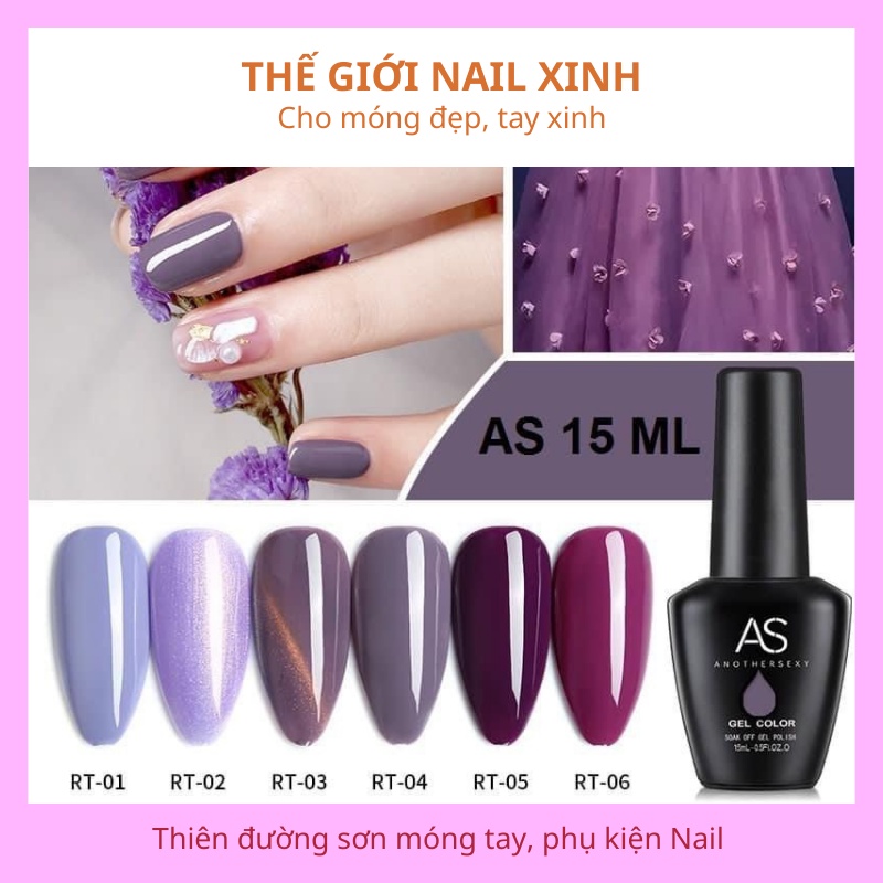Sơn gel AS tone màu tím lavender mã RT 15ml