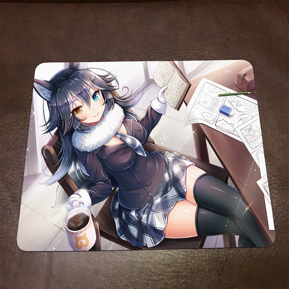 Lót chuột máy tính Anime Kemono Friends Wallpapers 1 Mousepad cao su êm ái. Nhận in theo yêu cầu